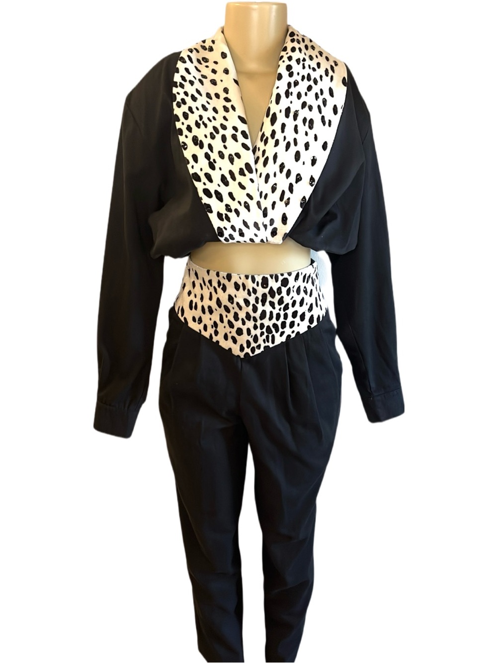 Vintage Morgan Matisse Sequin Animal Print Pant Set